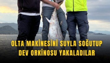 Olta makinesini suyla soğutup dev orkinosu yakaladılar