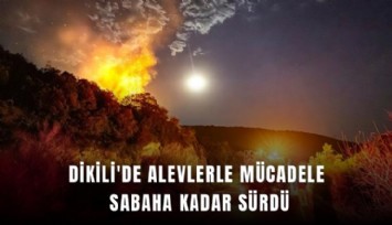 Dikili'de alevlerle mücadele sabaha kadar sürdü