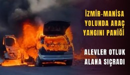 İzmir-Manisa yolunda araç yangını paniği: Alevler otluk alana sıçradı