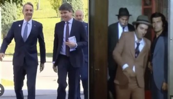 Miçotakis sosyal medyanın diline düştü: Yürüyüşü Kemal Sunal'ın 'Sahte Kabadayı'sına benzetildi
