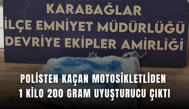 Polisten kaçan motosikletliden 1 kilo 200 gram uyuşturucu çıktı
